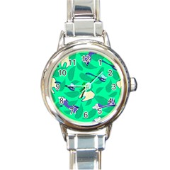 Pattern Seamless Background Desktop Round Italian Charm Watch by Simbadda