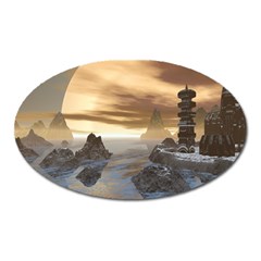 Planet Moon Rocks City Fiction Oval Magnet by Simbadda