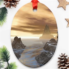 Planet Moon Rocks City Fiction Oval Ornament (two Sides) by Simbadda