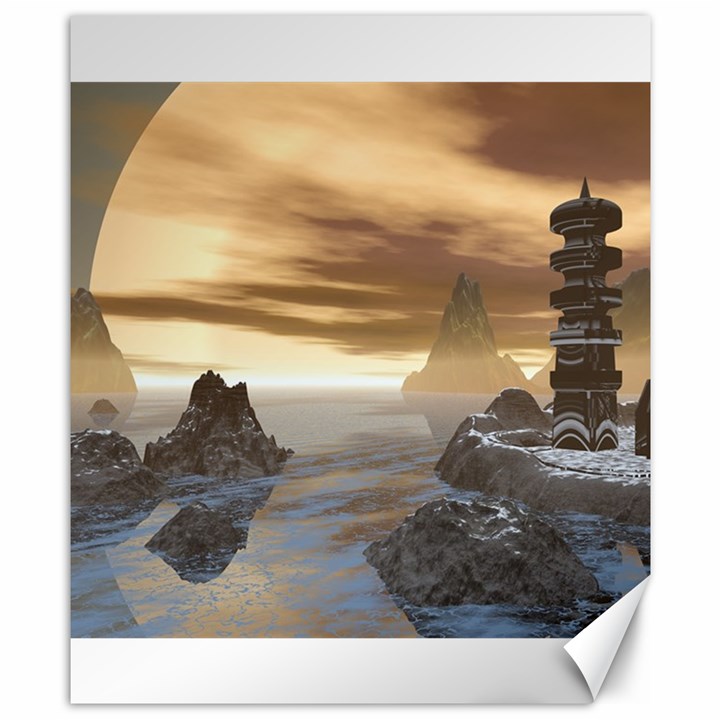 Planet Moon Rocks City Fiction Canvas 8  x 10 