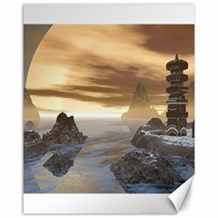 Planet Moon Rocks City Fiction Canvas 16  X 20  by Simbadda