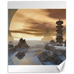 Planet Moon Rocks City Fiction Canvas 11  X 14  by Simbadda