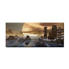 Planet Moon Rocks City Fiction Hand Towel by Simbadda