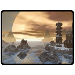 Planet Moon Rocks City Fiction Fleece Blanket (large)  by Simbadda