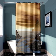 Planet Moon Rocks City Fiction Shower Curtain 36  X 72  (stall)  by Simbadda