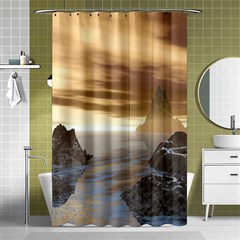 Planet Moon Rocks City Fiction Shower Curtain 48  X 72  (small)  by Simbadda