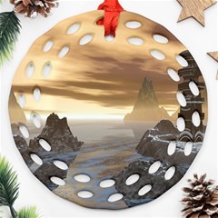 Planet Moon Rocks City Fiction Round Filigree Ornament (two Sides) by Simbadda