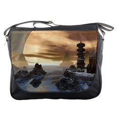 Planet Moon Rocks City Fiction Messenger Bag by Simbadda