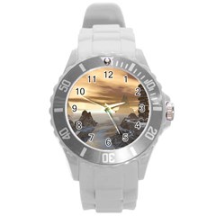 Planet Moon Rocks City Fiction Round Plastic Sport Watch (l) by Simbadda