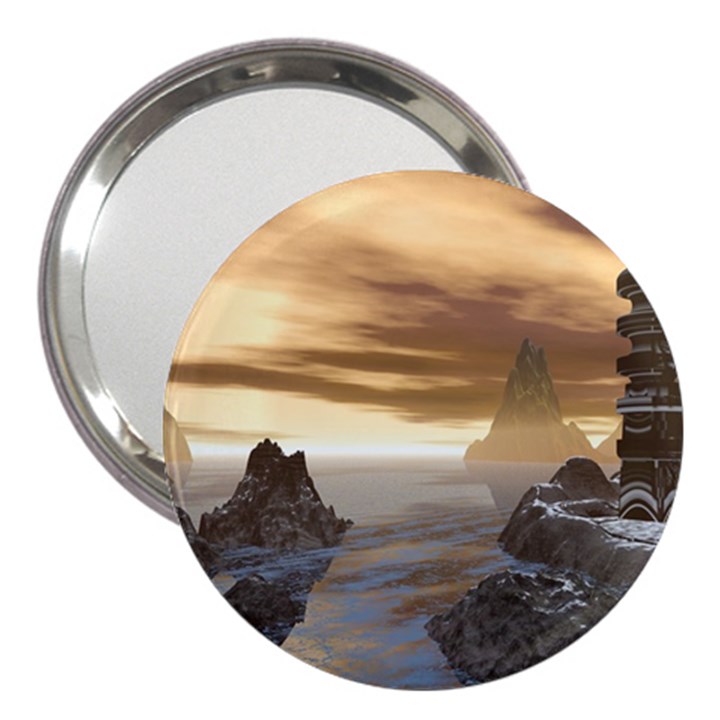 Planet Moon Rocks City Fiction 3  Handbag Mirrors