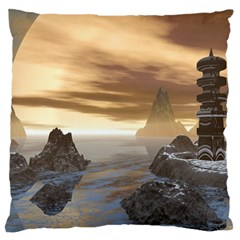 Planet Moon Rocks City Fiction Large Flano Cushion Case (one Side) by Simbadda