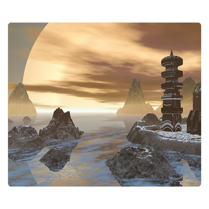 Planet Moon Rocks City Fiction Double Sided Flano Blanket (Small) 