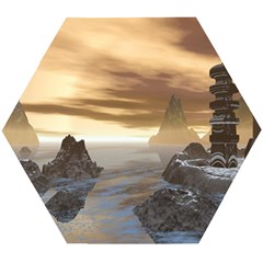 Planet Moon Rocks City Fiction Wooden Puzzle Hexagon