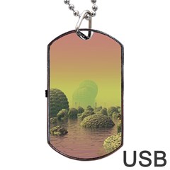 Planet Water Sea Landscape Space Dog Tag Usb Flash (two Sides) by Simbadda