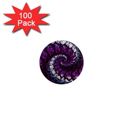 Fractal Background Swirl Art Skull 1  Mini Magnets (100 Pack)  by Simbadda