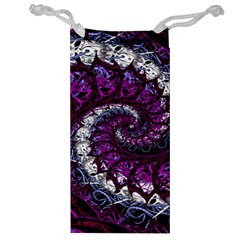 Fractal Background Swirl Art Skull Jewelry Bag by Simbadda