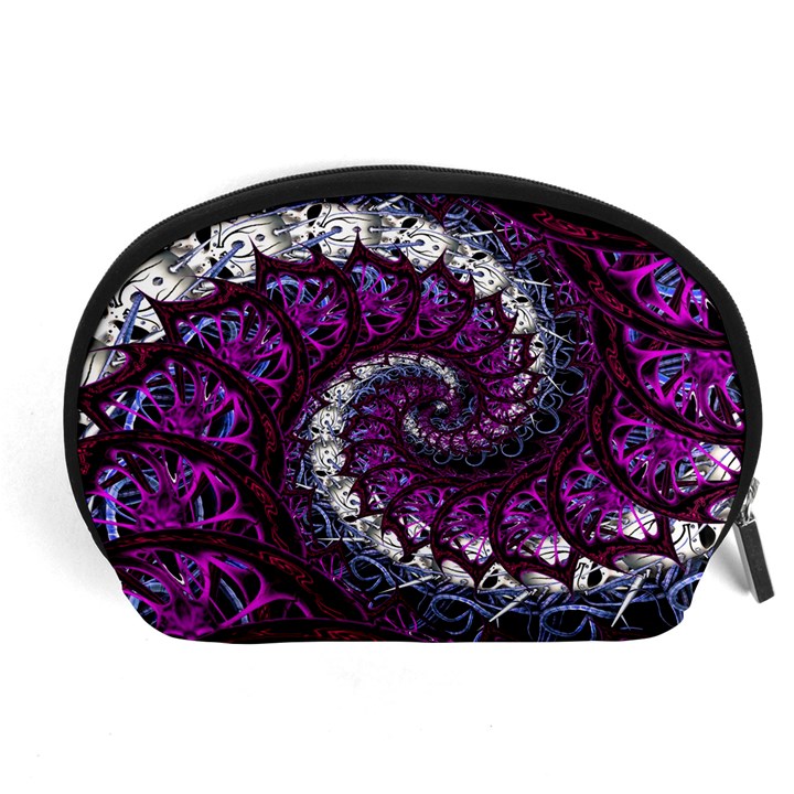 Fractal Background Swirl Art Skull Accessory Pouch (Large)