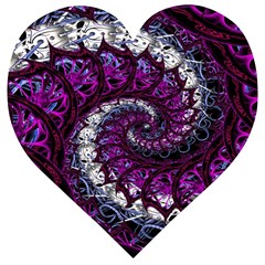 Fractal Background Swirl Art Skull Wooden Puzzle Heart by Simbadda