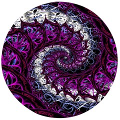 Fractal Background Swirl Art Skull Wooden Bottle Opener (round)