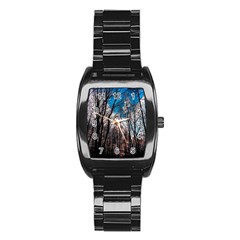 Winter Tree Park Sky Nature Stainless Steel Barrel Watch by Simbadda