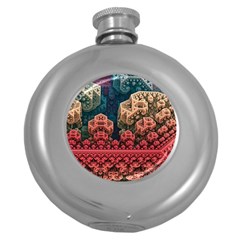 Fractals 3d Graphics Designs Round Hip Flask (5 Oz)