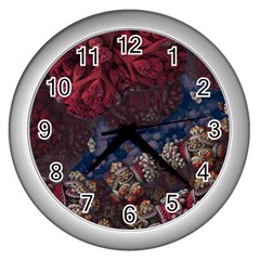 Fractals 3d Graphics Designs Wall Clock (silver)