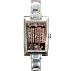 Library Books Knowledge Rectangle Italian Charm Watch by Simbadda