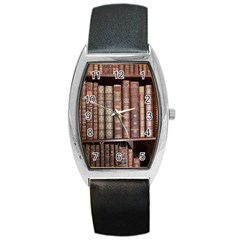 Library Books Knowledge Barrel Style Metal Watch by Simbadda