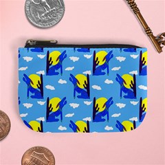 Blue Coyote Pattern Mini Coin Purse