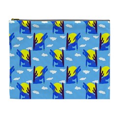 Blue Coyote Pattern Cosmetic Bag (xl) by bloomingvinedesign