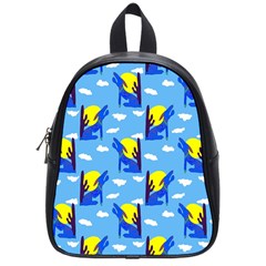 Blue Coyote Pattern School Bag (Small)