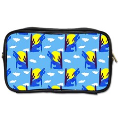 Blue Coyote Pattern Toiletries Bag (One Side)