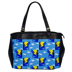 Blue Coyote Pattern Oversize Office Handbag