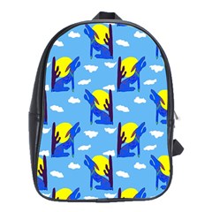 Blue Coyote Pattern School Bag (XL)