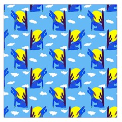 Blue Coyote Pattern Large Satin Scarf (Square)