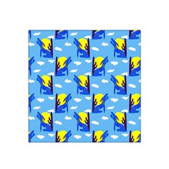 Blue Coyote Pattern Satin Bandana Scarf