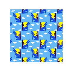 Blue Coyote Pattern Small Satin Scarf (Square)