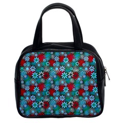 Red And Blue Green Floral Pattern Classic Handbag (two Sides) by bloomingvinedesign