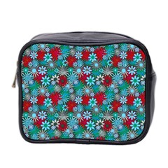 Red And Blue Green Floral Pattern Mini Toiletries Bag (two Sides) by bloomingvinedesign