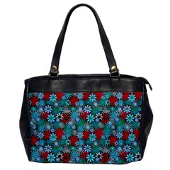 Red And Blue Green Floral Pattern Oversize Office Handbag by bloomingvinedesign