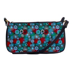 Red And Blue Green Floral Pattern Shoulder Clutch Bag by bloomingvinedesign