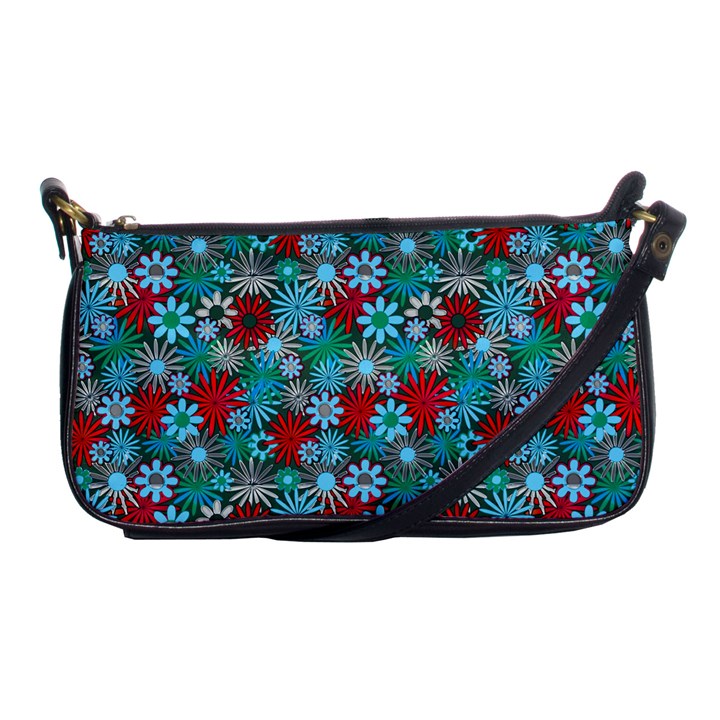 Red and Blue Green Floral Pattern Shoulder Clutch Bag