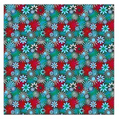 Red And Blue Green Floral Pattern Large Satin Scarf (square) by bloomingvinedesign