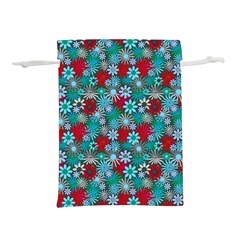 Red And Blue Green Floral Pattern Lightweight Drawstring Pouch (m) by bloomingvinedesign