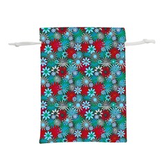 Red And Blue Green Floral Pattern Lightweight Drawstring Pouch (l)