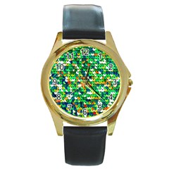 Funky Sequins Round Gold Metal Watch by essentialimage