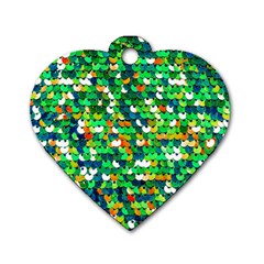 Funky Sequins Dog Tag Heart (one Side) by essentialimage