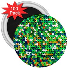 Funky Sequins 3  Magnets (100 Pack)