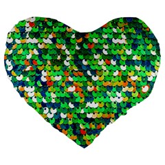 Funky Sequins Large 19  Premium Heart Shape Cushions by essentialimage