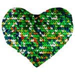 Funky Sequins Large 19  Premium Heart Shape Cushions Back